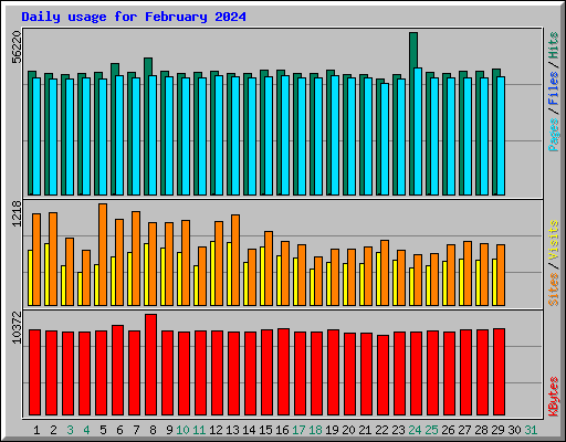 Daily usage for February 2024